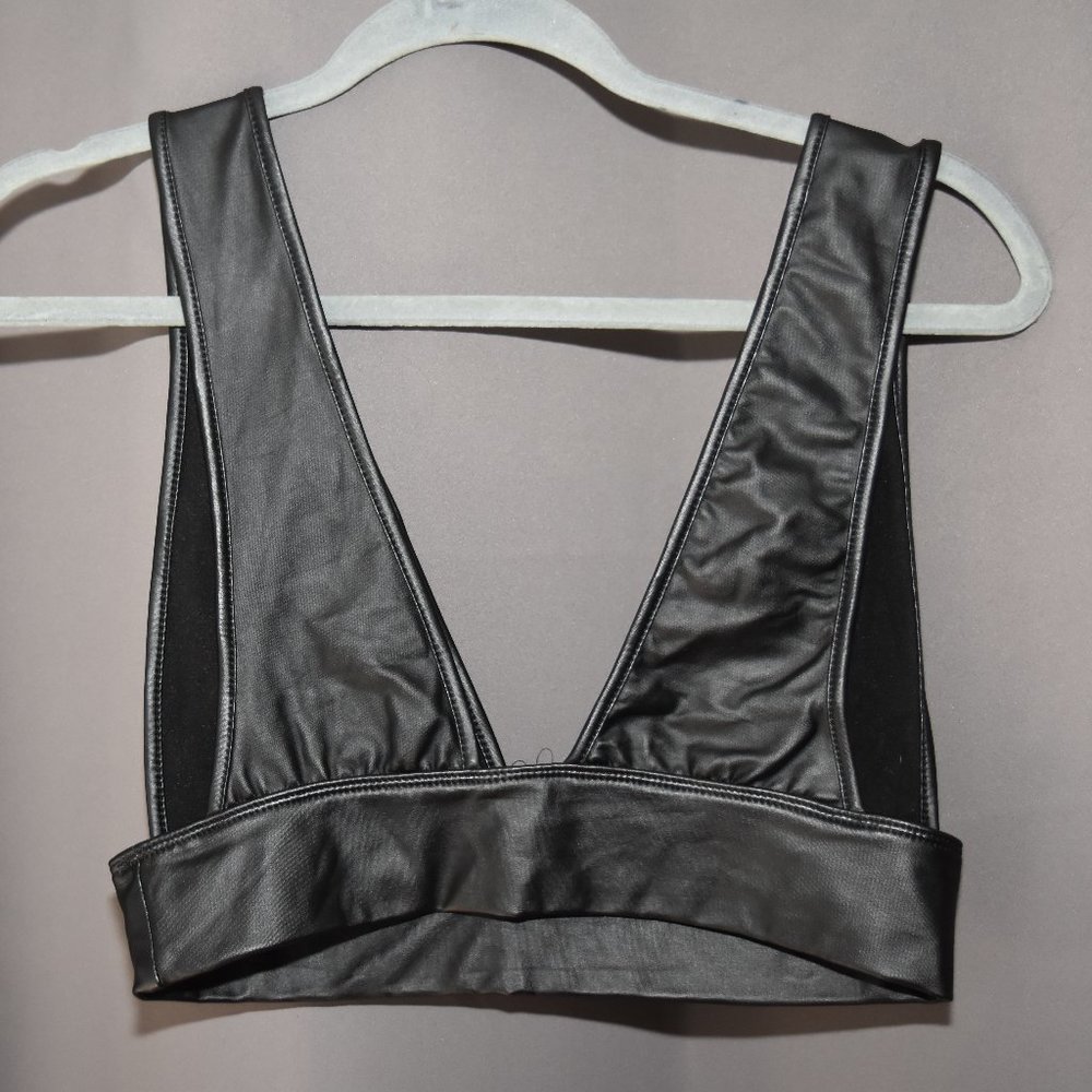 Black "Leather" Crop top